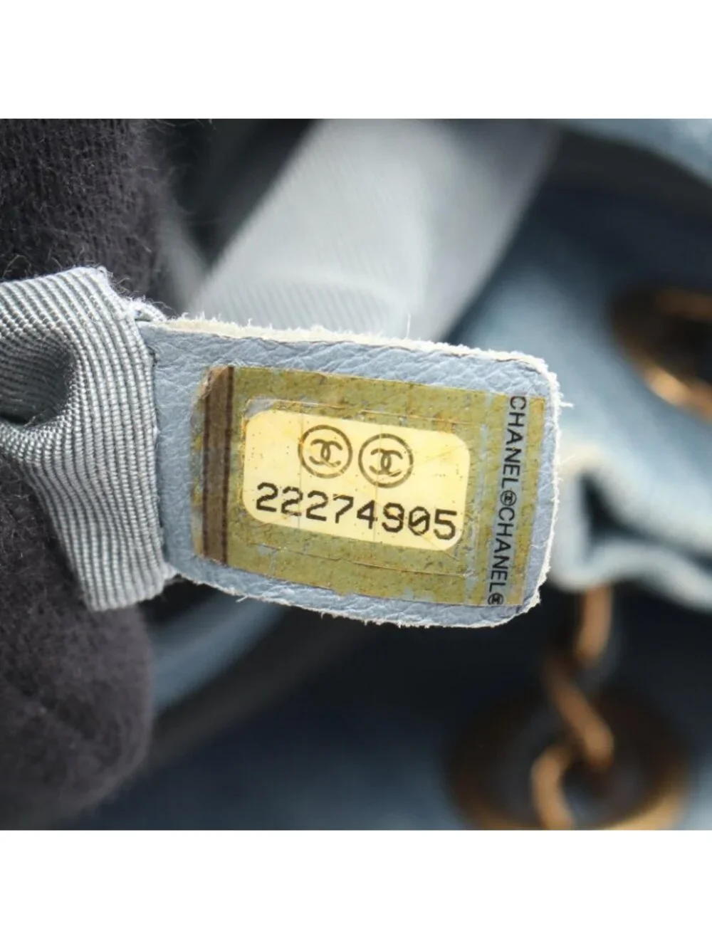 Chanel Shoulder Bag Quilted Drawstring Denim Blue
